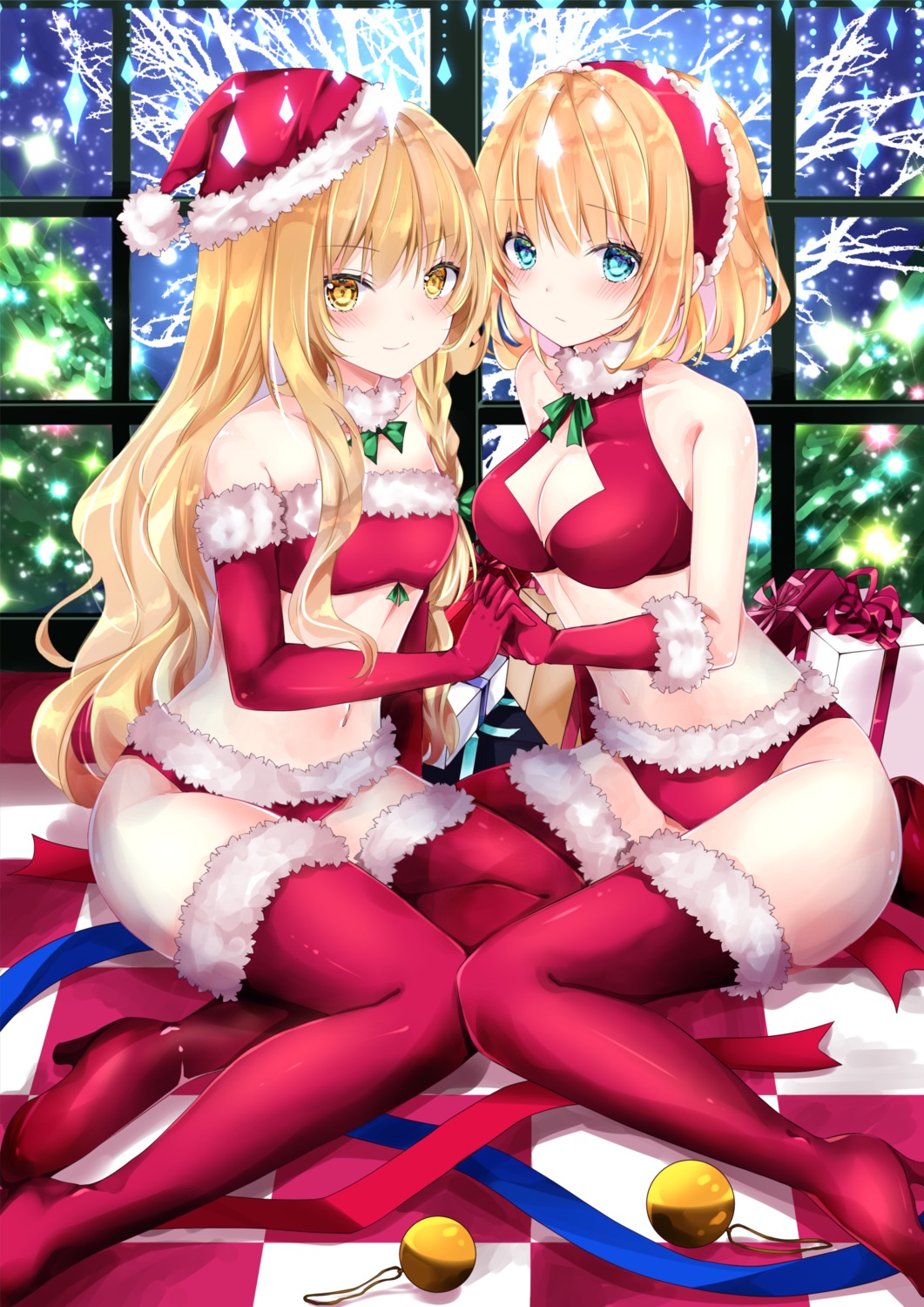 alice_margatroid, bikini, christmas, cleavage, heels, kirisame_marisa, nanase_nao, swimsuits