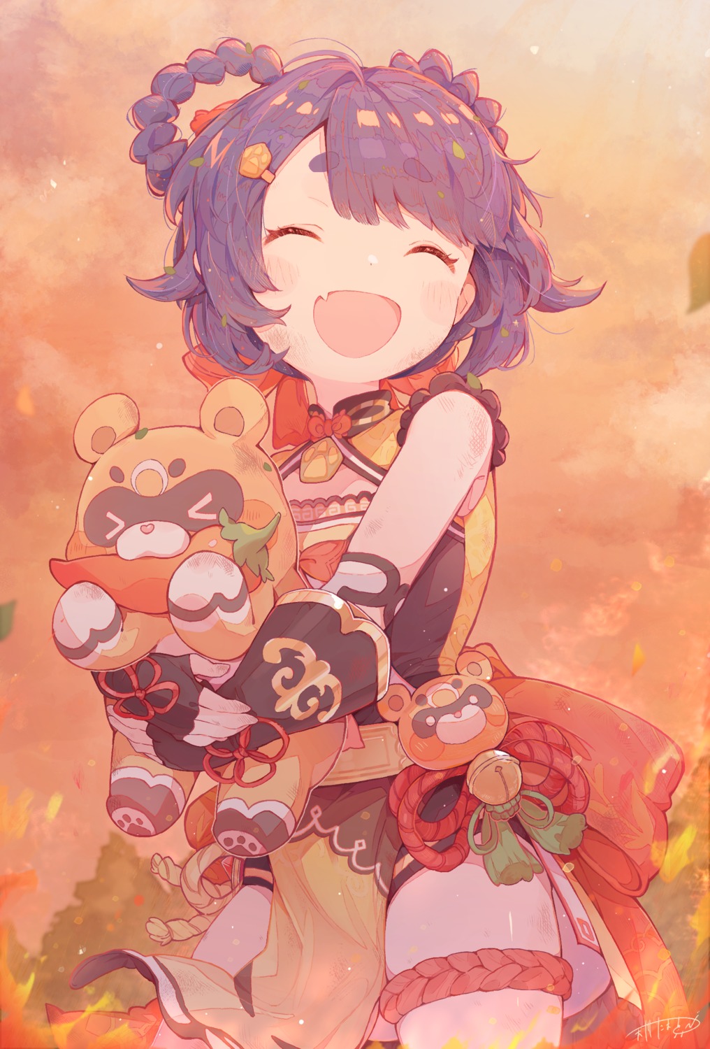 amakawatamawono, chinadress, garter, genshin_impact, guoba, xiangling