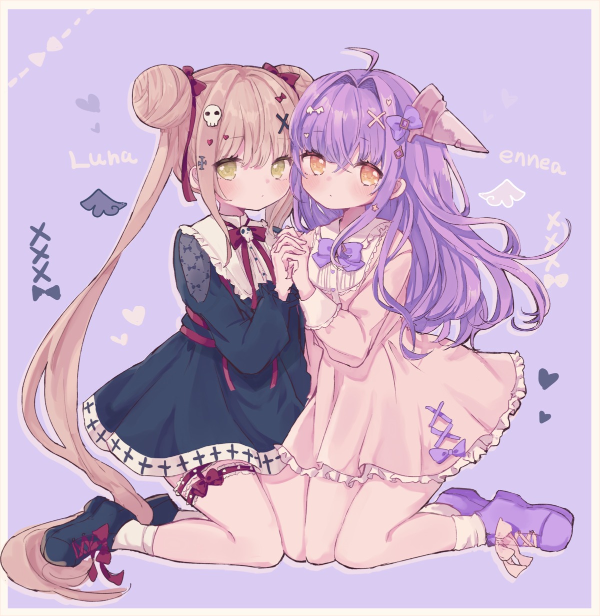 aenea, dress, garter, karunabaru, lolita_fashion, luna_(shadowverse), shadowverse, yuri
