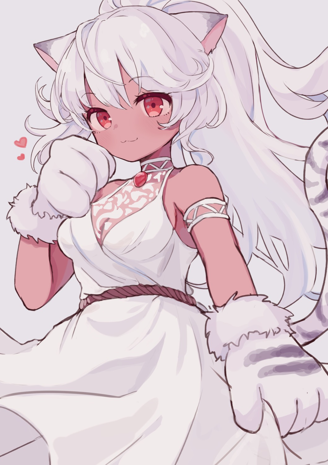 animal_ears, cleavage, dress, karunabaru, nekomimi, no_bra, see_through, shadowverse