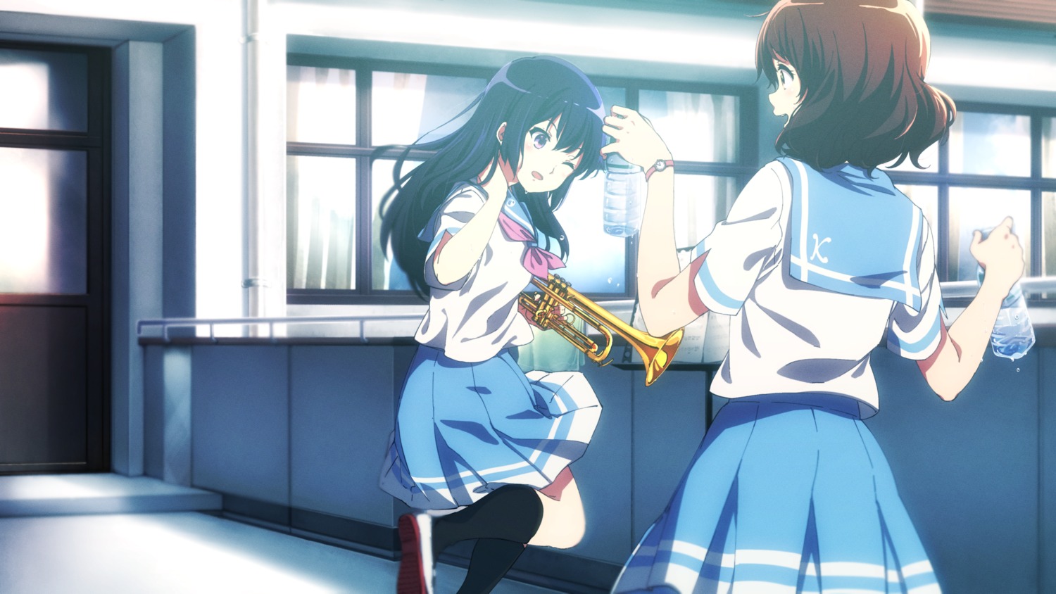 hibike!_euphonium, kousaka_reina, oumae_kumiko, seifuku, skirt_lift, woori_(jtfy3485)