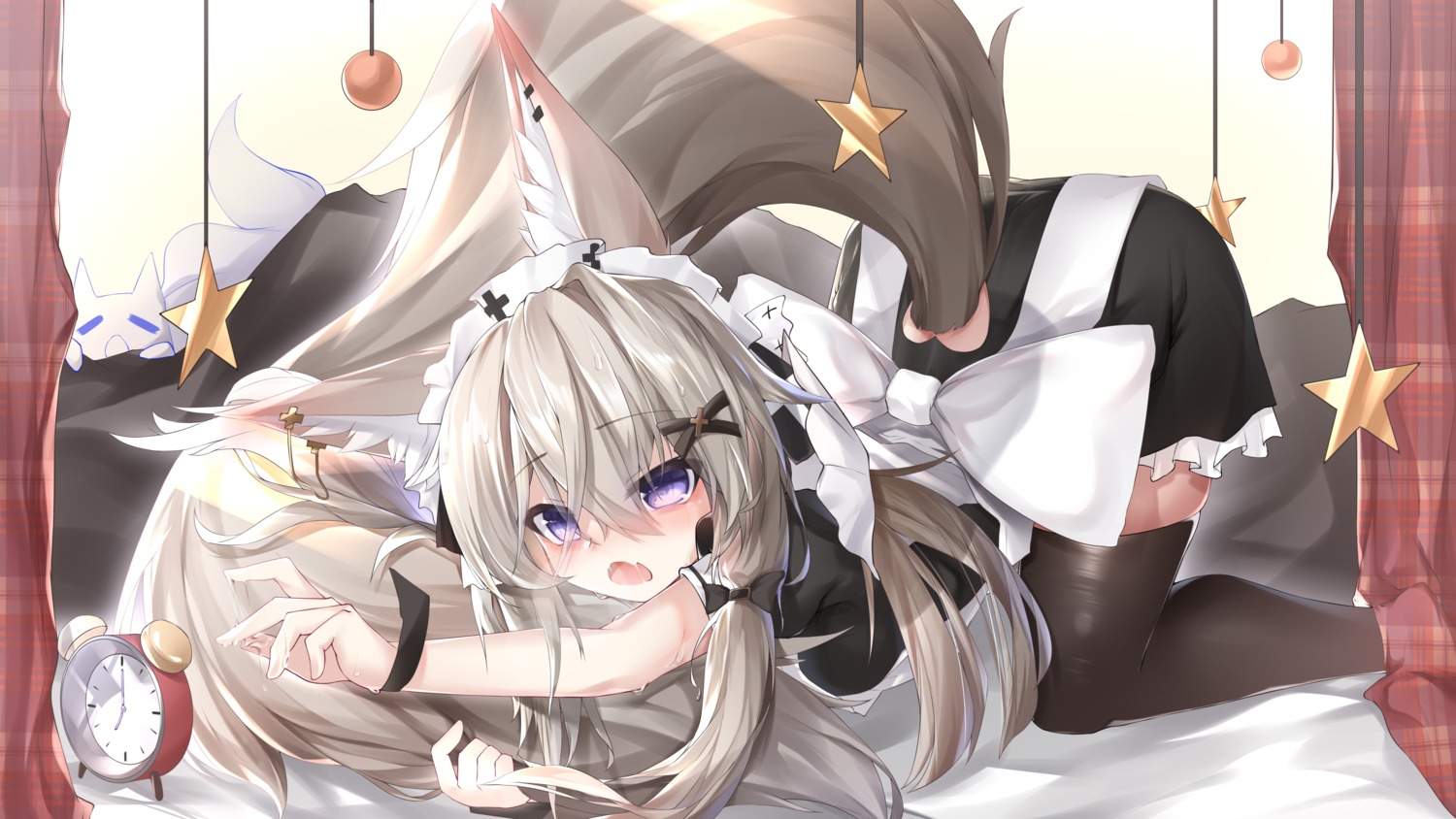 animal_ears, maid, qinshi-ji, tail, thighhighs