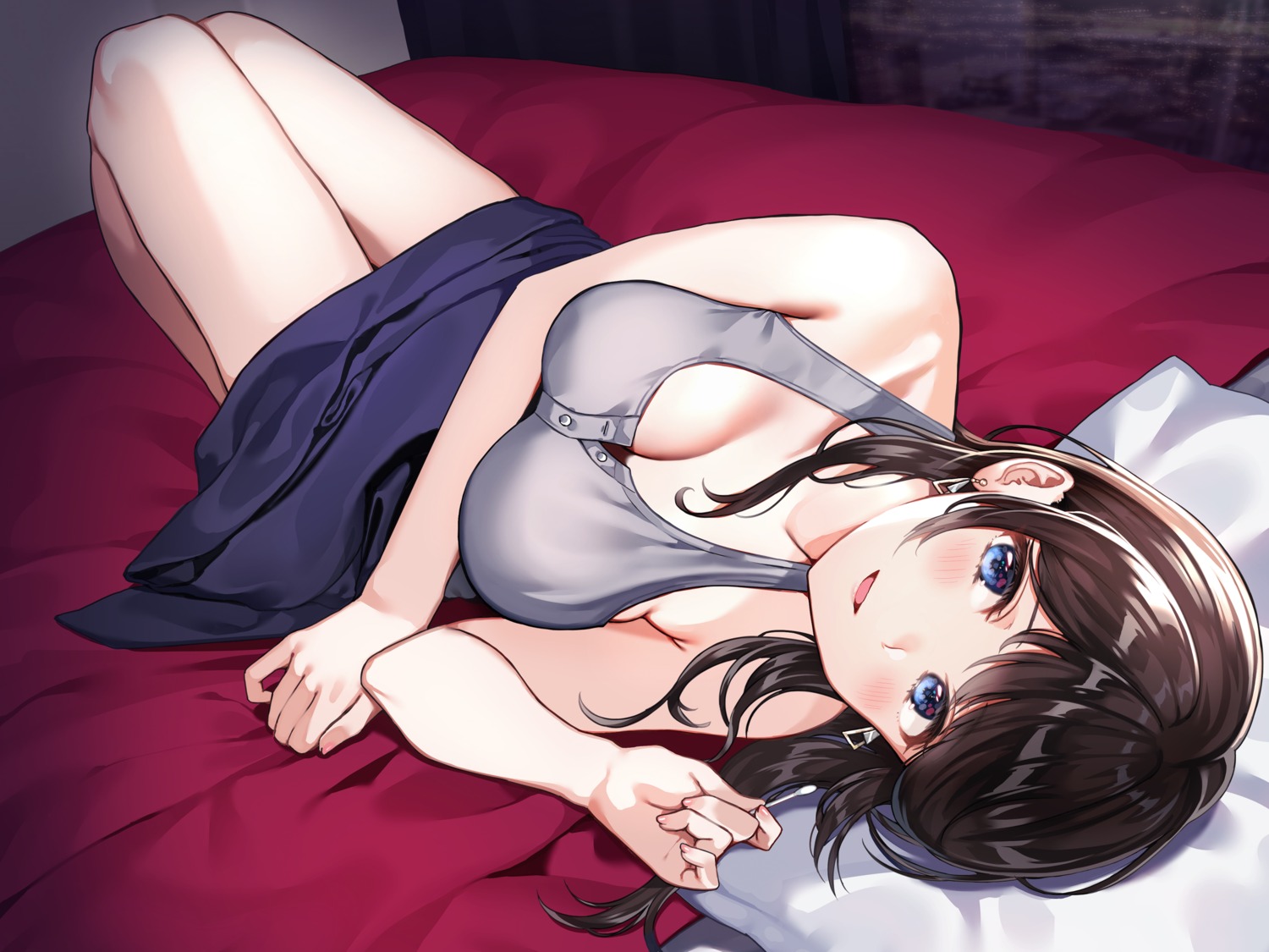cleavage, nishizawa_5mm, skirt_lift