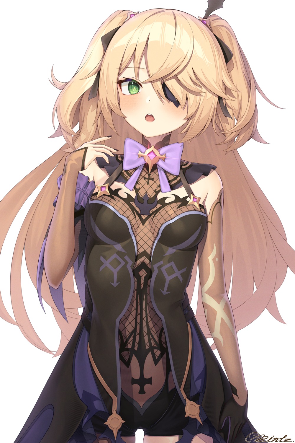 bintz, eyepatch, fischl, fishnets, genshin_impact