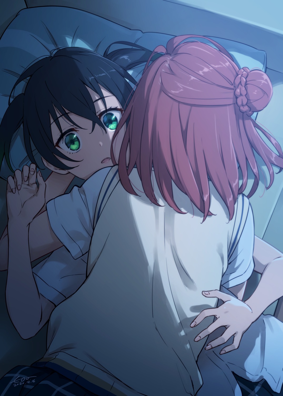 love_live!_(series), love_live!_nijigasaki_gakuen_school_idol_doukoukai, seifuku, sweater, takasaki_yuu, uehara_ayumu, wedo, yuri