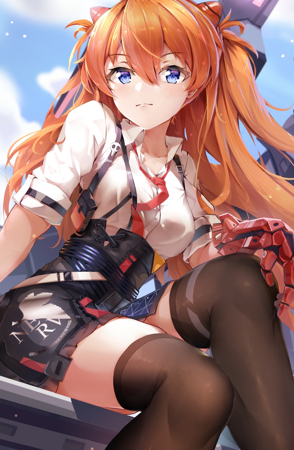armor, leyuan_zhuifang, neon_genesis_evangelion, skirt_lift, souryuu_asuka_langley, thighhighs