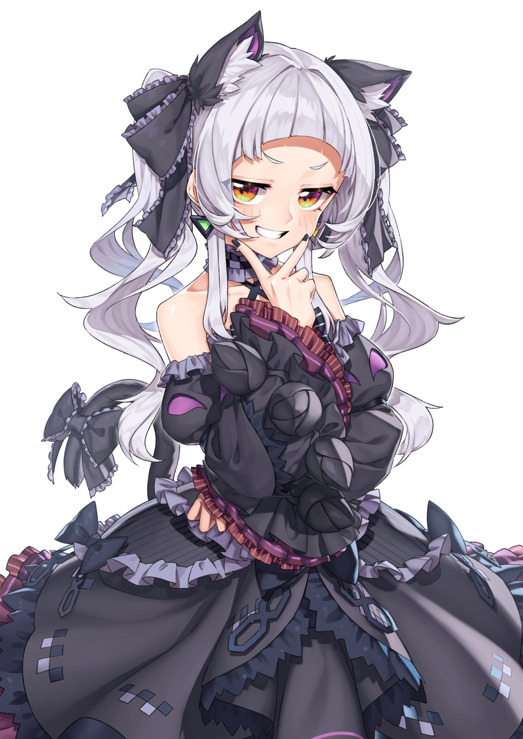 animal_ears, gothic_lolita, hololive, lolita_fashion, murasaki_shion, neko7, nekomimi, tail