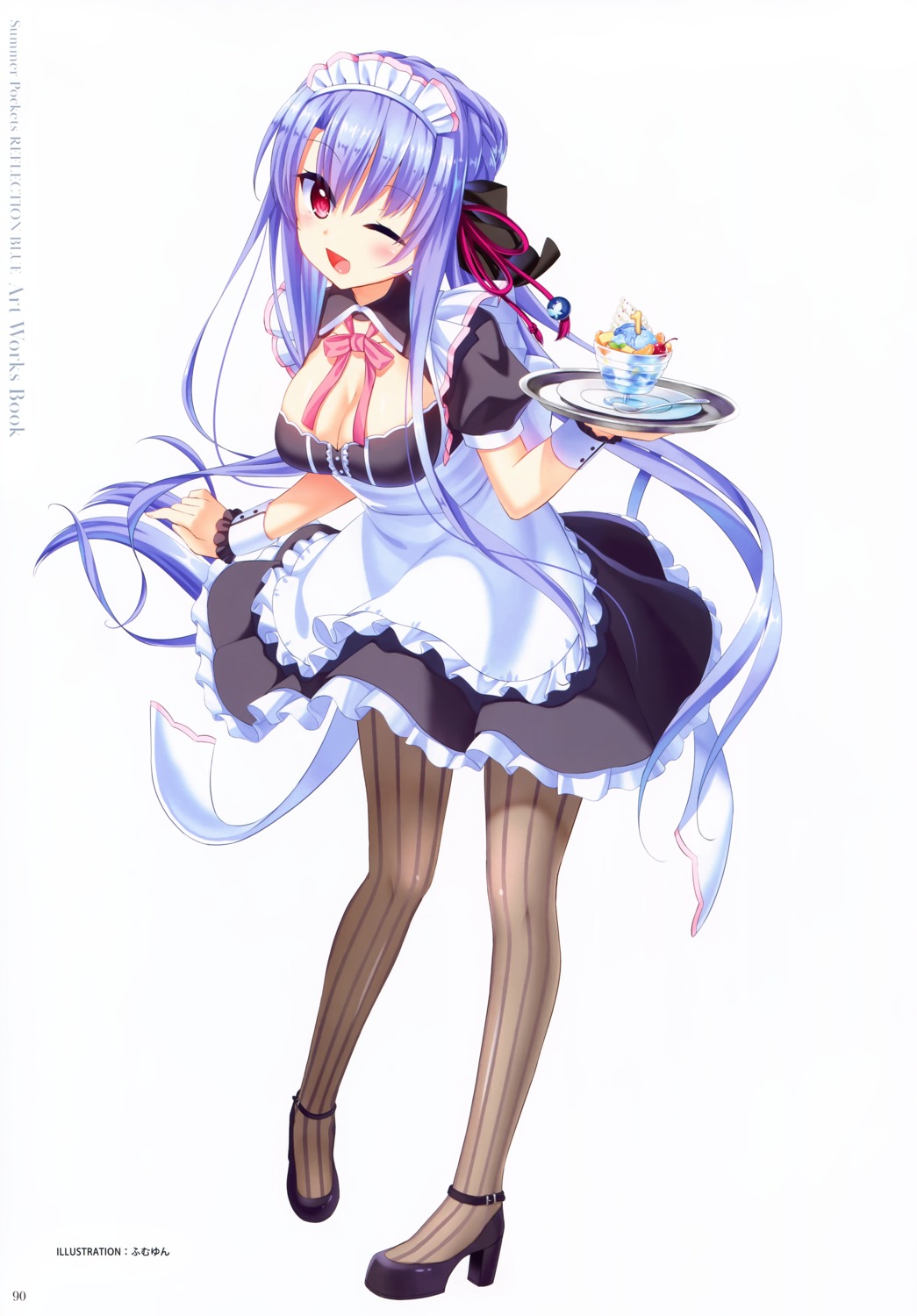 heels, humuyun, key, maid, skirt_lift, sorakado_ao, summer_pockets, summer_pockets_reflection_blue