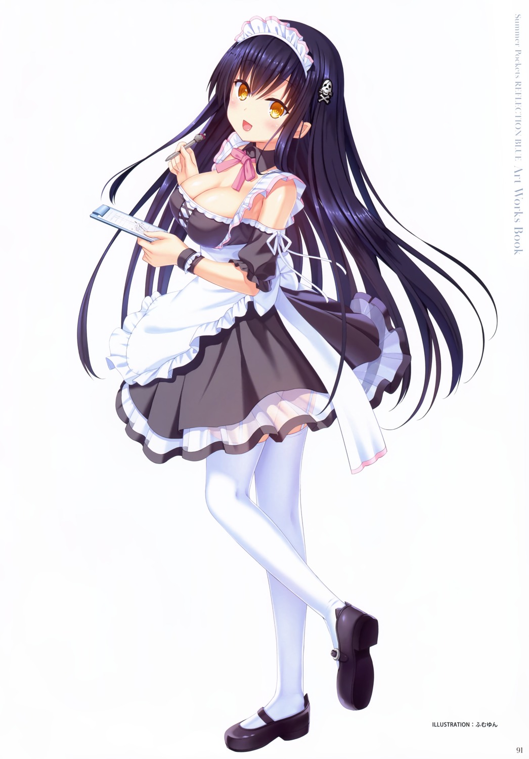 heels, humuyun, key, kushima_kamome, maid, skirt_lift, summer_pockets, summer_pockets_reflection_blue
