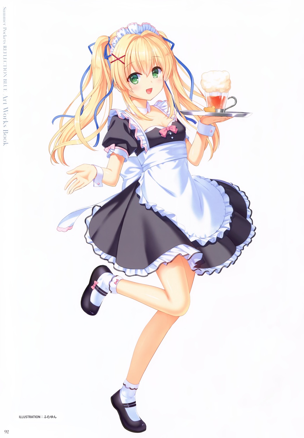 humuyun, key, maid, skirt_lift, summer_pockets, summer_pockets_reflection_blue, tsumugi_wenders, waitress