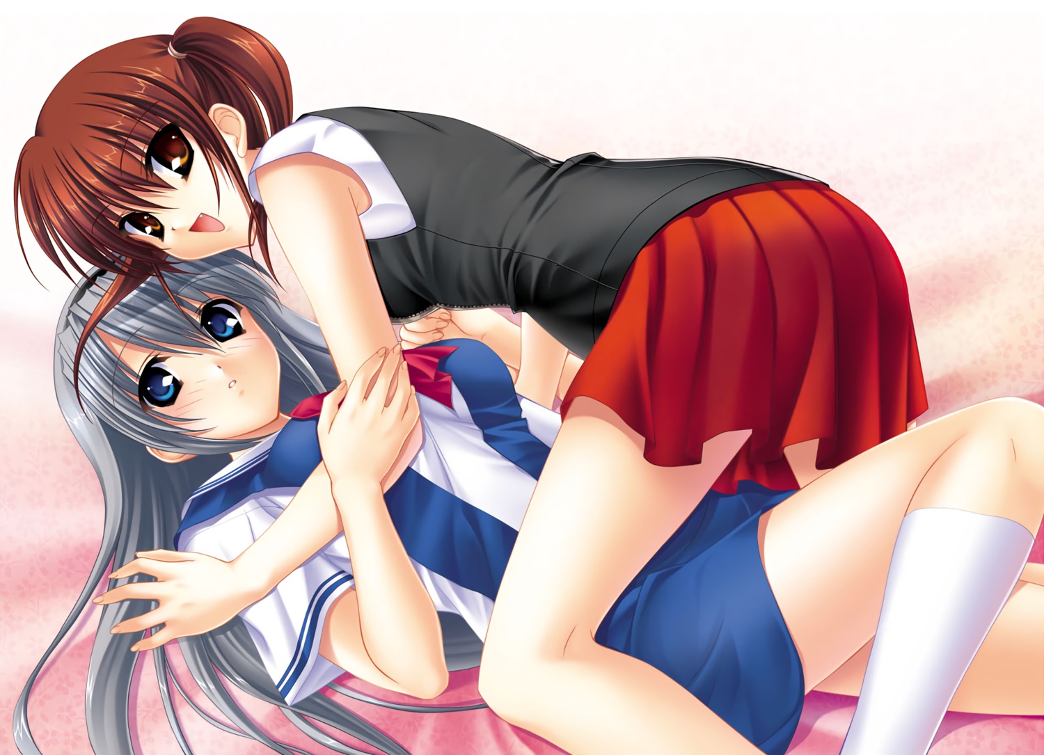 clannad, fumio, kanako, key, sakagami_tomoyo, seifuku, skirt_lift, tomoyo_after_~it's_a_wonderful_life~