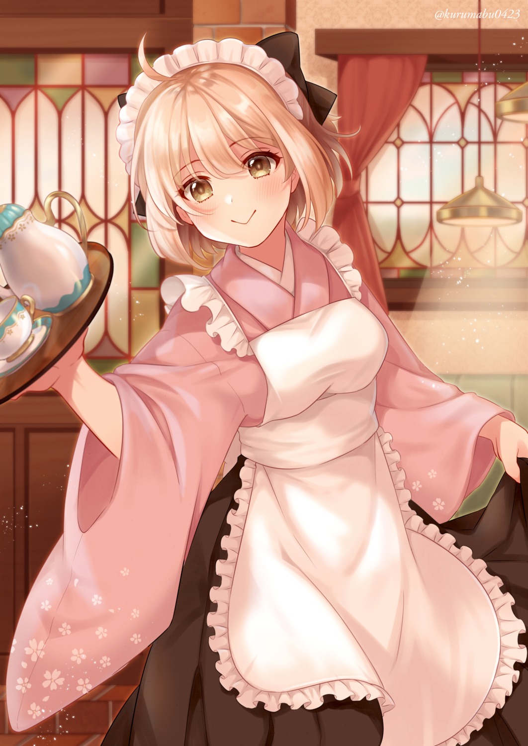 fate/grand_order, maid, okita_souji_(fate), pika_mouse, wa_maid, waitress