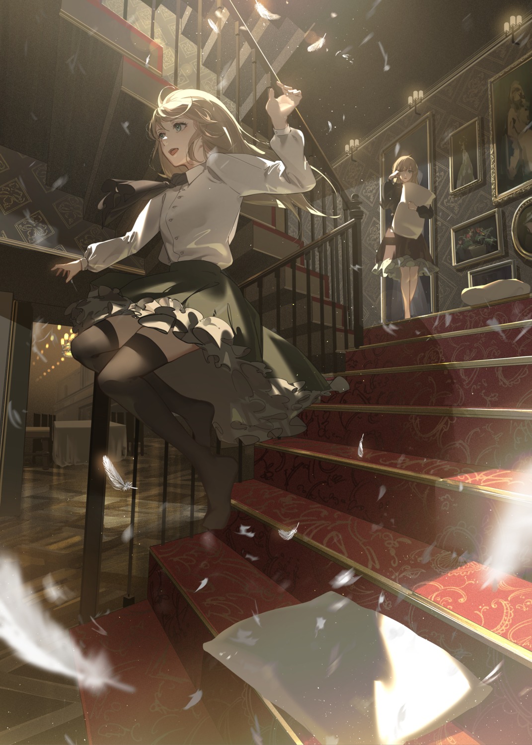oekaki_taro, skirt_lift, thighhighs