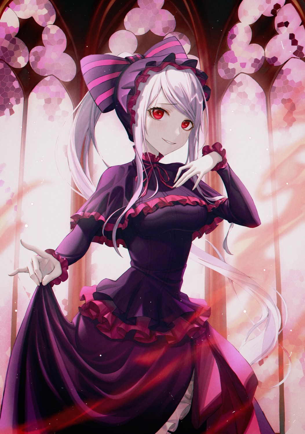 eichi_(skskdi12z), gothic_lolita, lolita_fashion, overlord, shalltear_bloodfallen, skirt_lift