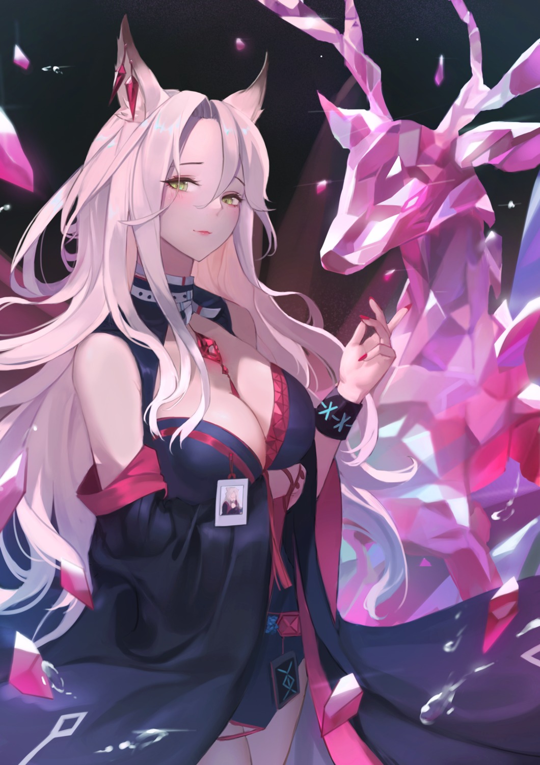 animal_ears, arknights, cleavage, eru_(eru_illust), gitano_(arknights)