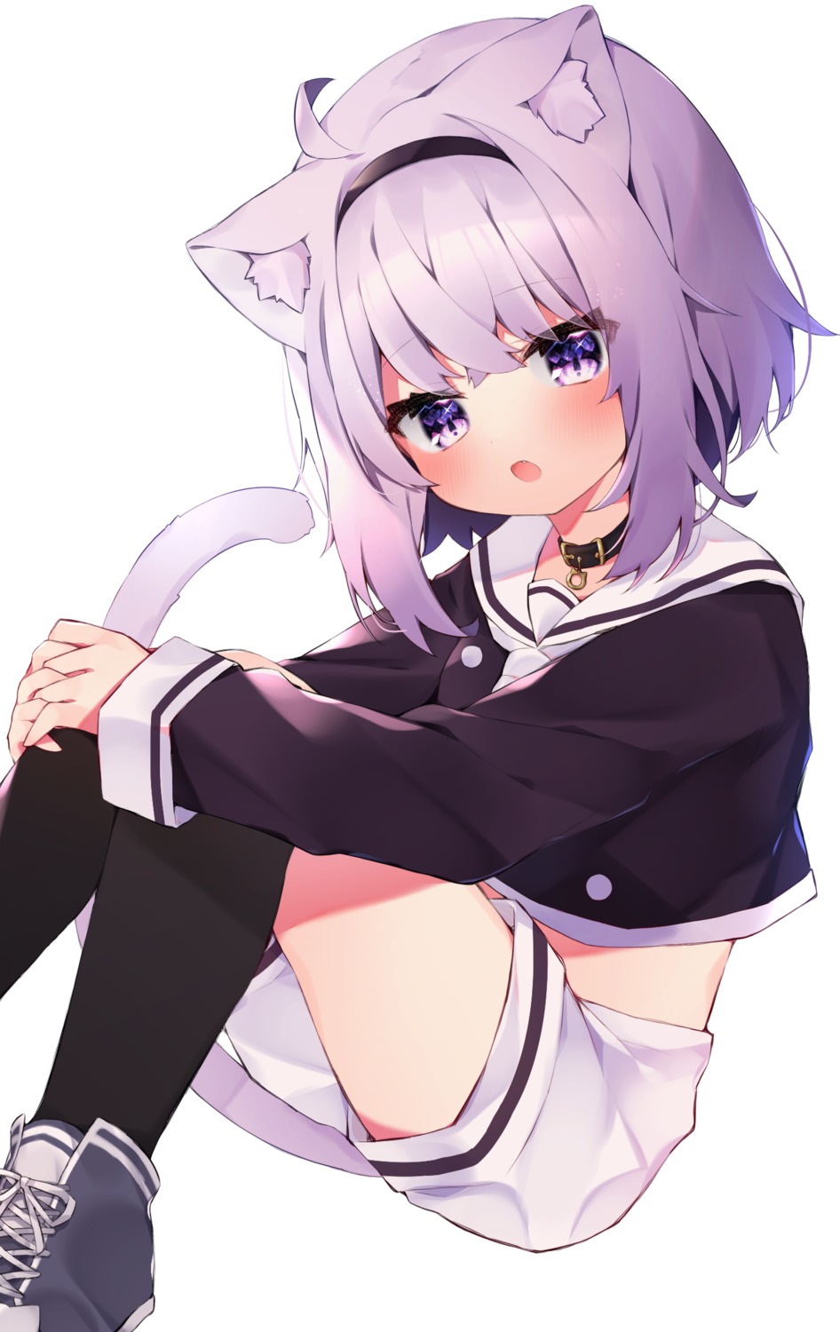 animal_ears, eringikinono, hololive, hololive_gamers, nekomata_okayu, nekomimi, seifuku, tail