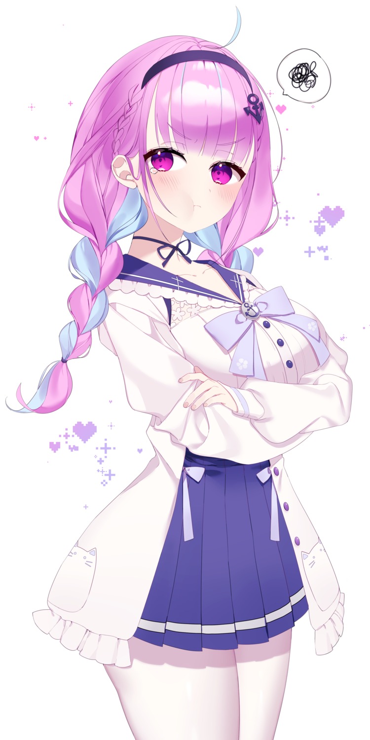hololive, minato_aqua, myao_(o3o333), pantyhose, seifuku