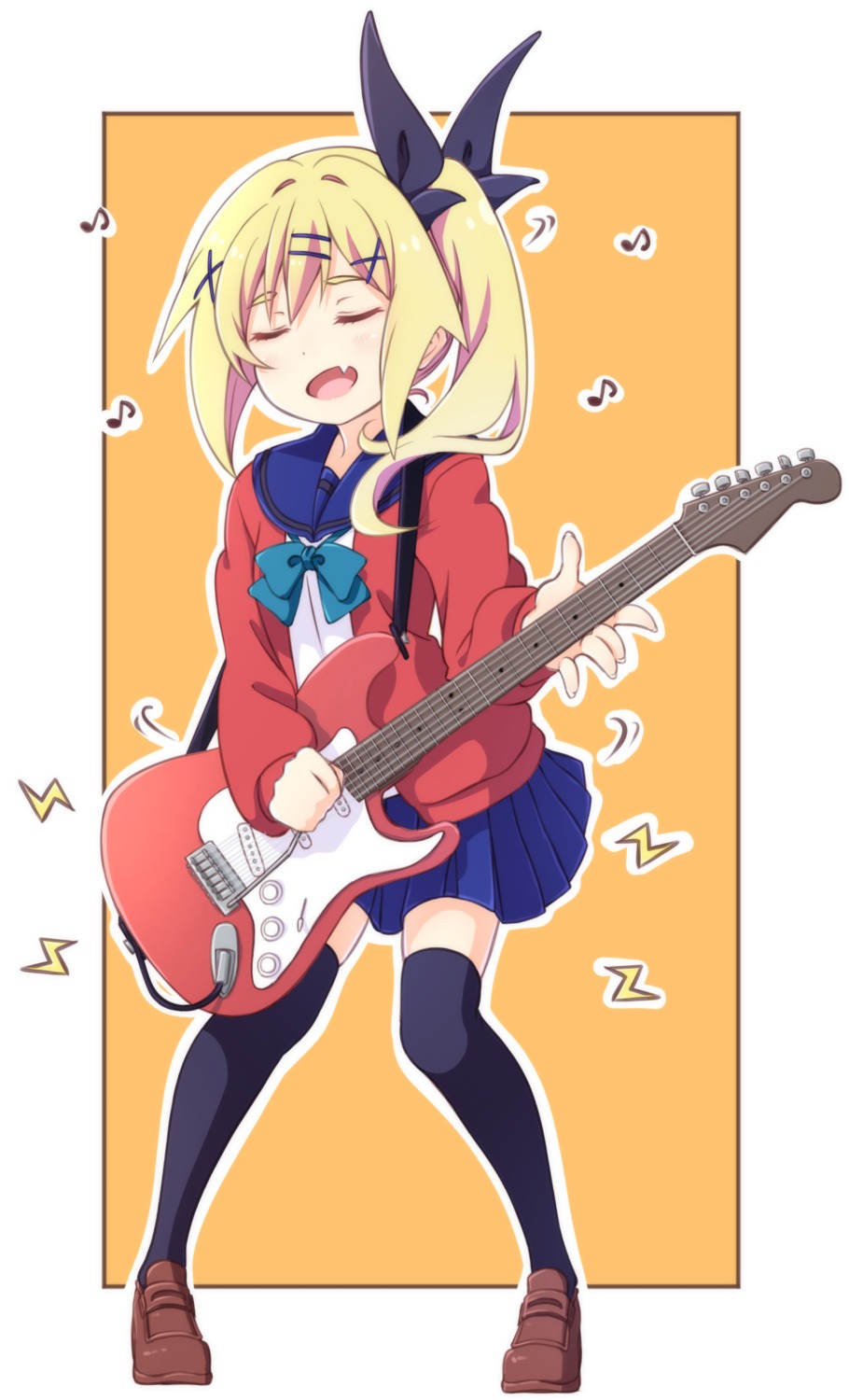 guitar, nukui_hayu, ochikobore_fruit_tart, pontasu, seifuku, sweater, thighhighs