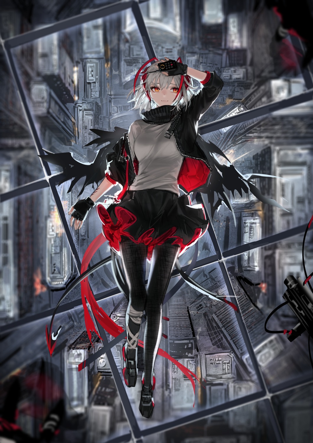 arknights, horns, pantyhose, sowb, tail, w_(arknights)