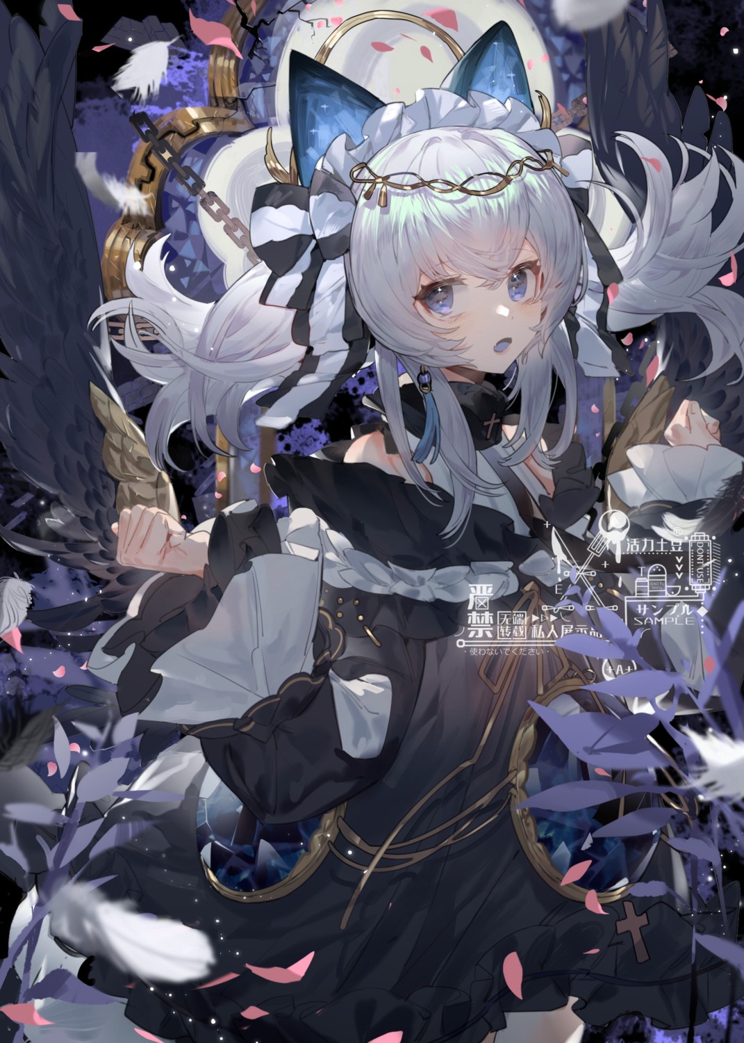 animal_ears, dress, nekomimi, shirentutu, wings
