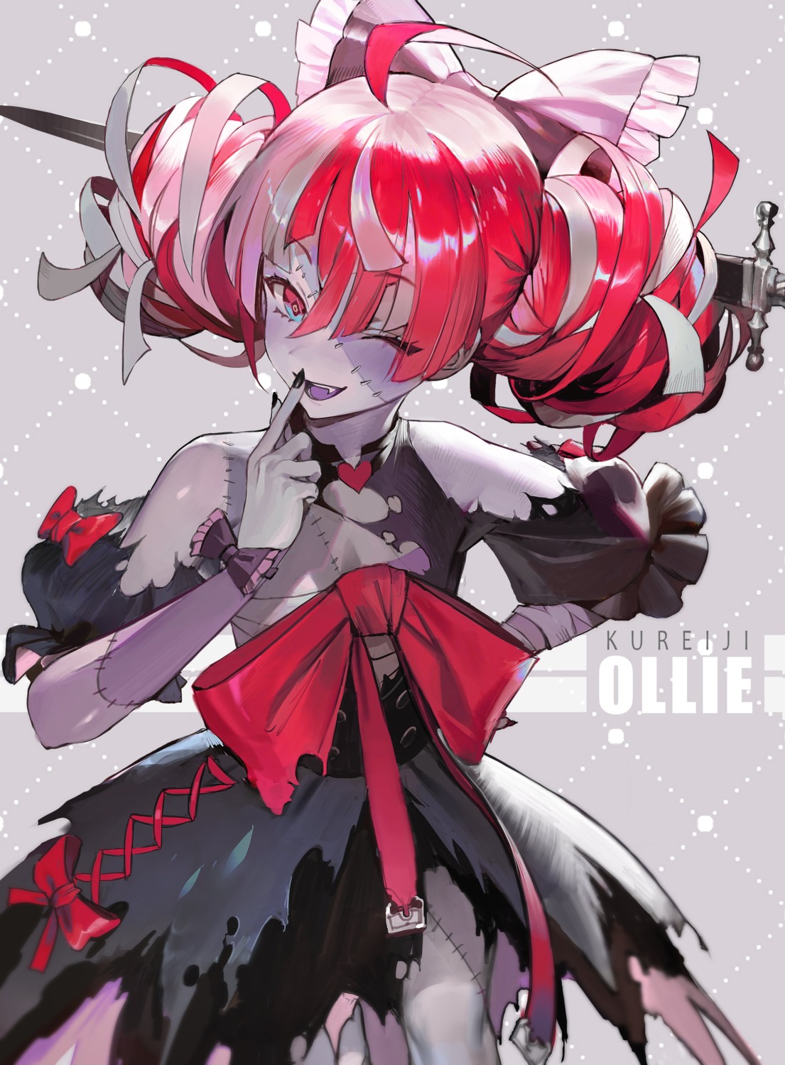 bandages, dress, hololive, hololive_indonesia, kureiji_ollie, sarashi, shycocoa, sword