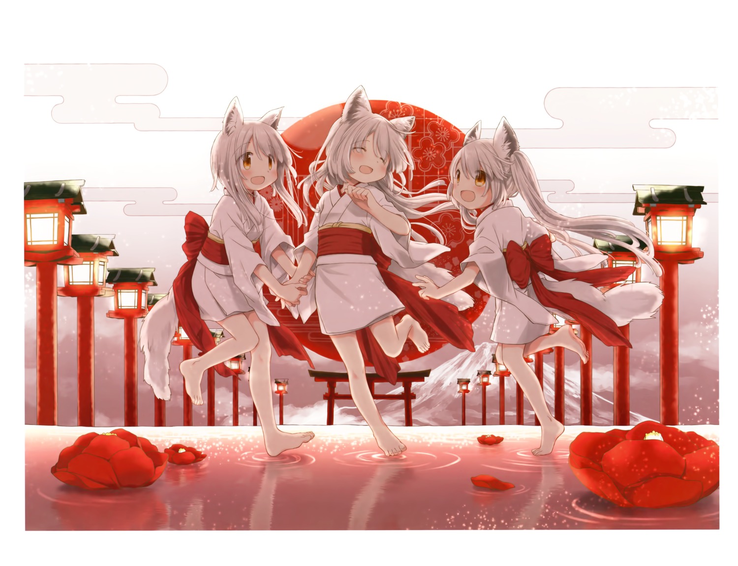 animal_ears, aoki_ume, japanese_clothes, tail