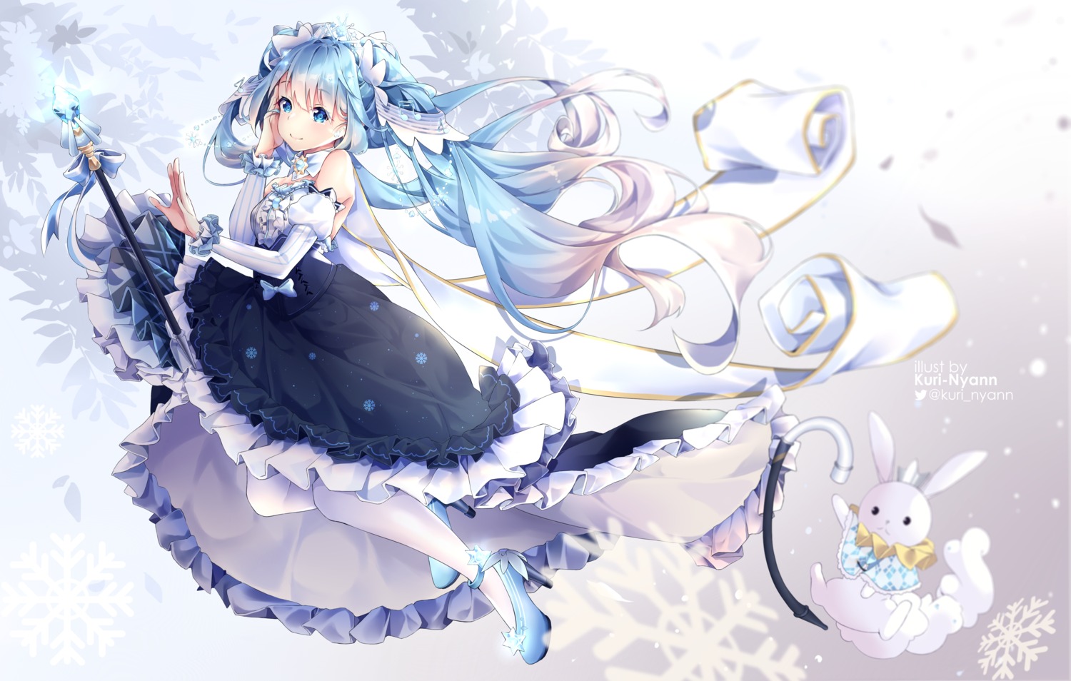 hatsune_miku, heels, kuri_(animejpholic), skirt_lift, vocaloid, yuki_miku