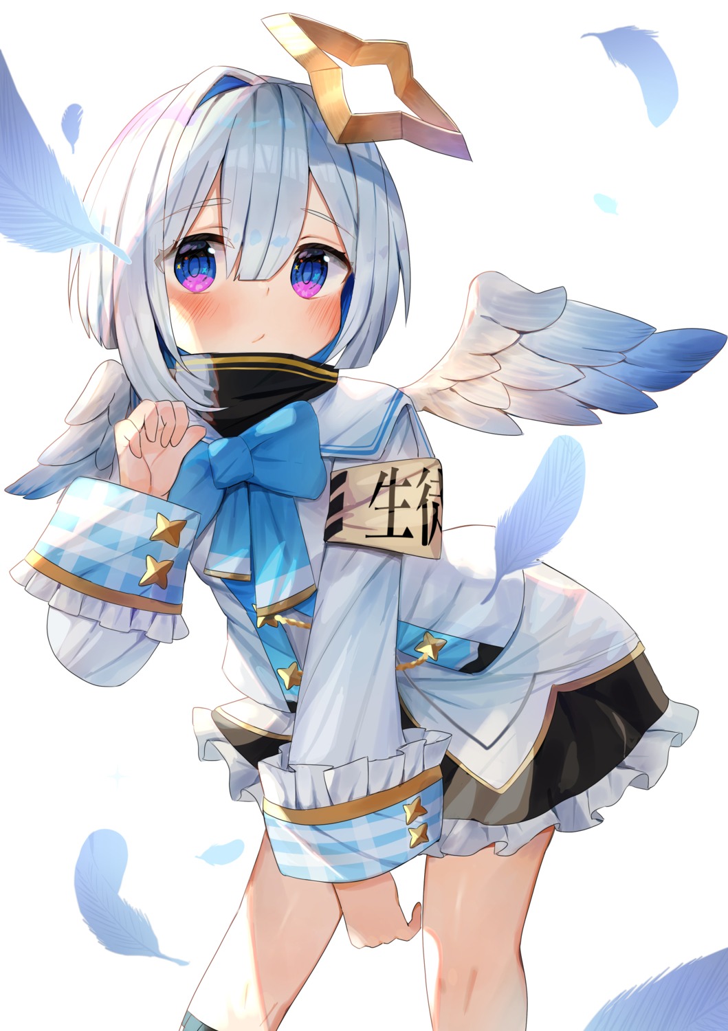 amane_kanata, angel, hololive, seifuku, takuan_(mo55ilst), wings