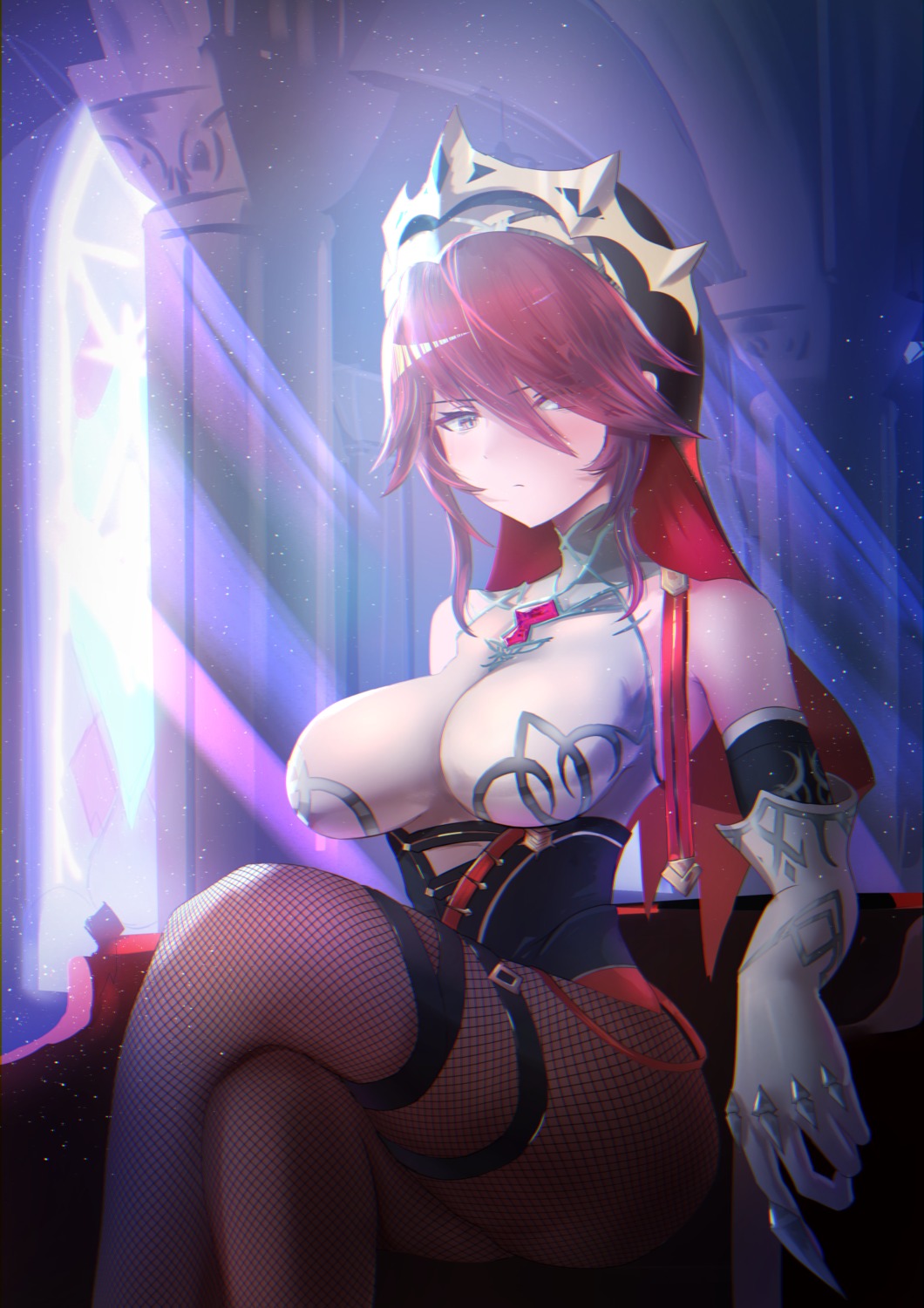 fishnets, garter, genshin_impact, pantyhose, rosaria, velceed