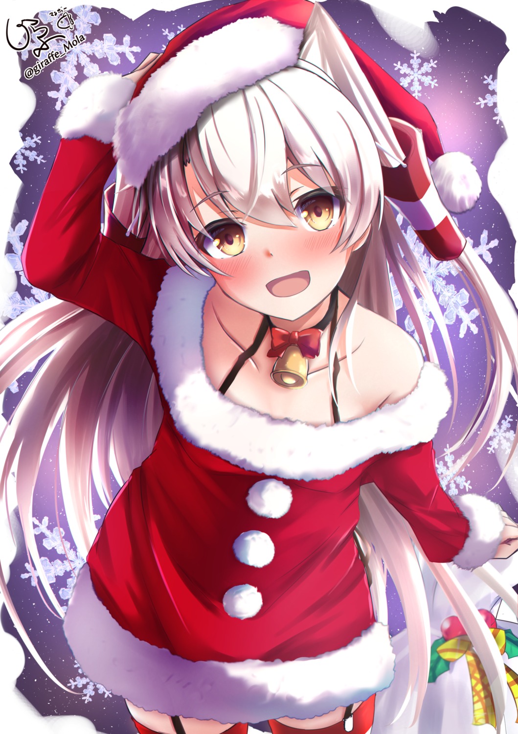 amatsukaze_(kancolle), christmas, dress, giraffe_(ilconte), kantai_collection, stockings, thighhighs