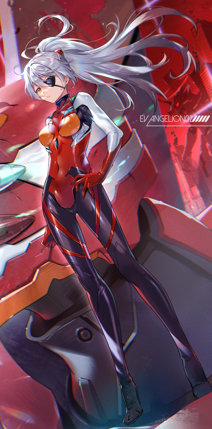 benghuai_xueyuan, bodysuit, cosplay, eva_02, eyepatch, heels, honkai_impact, kiana_kaslana