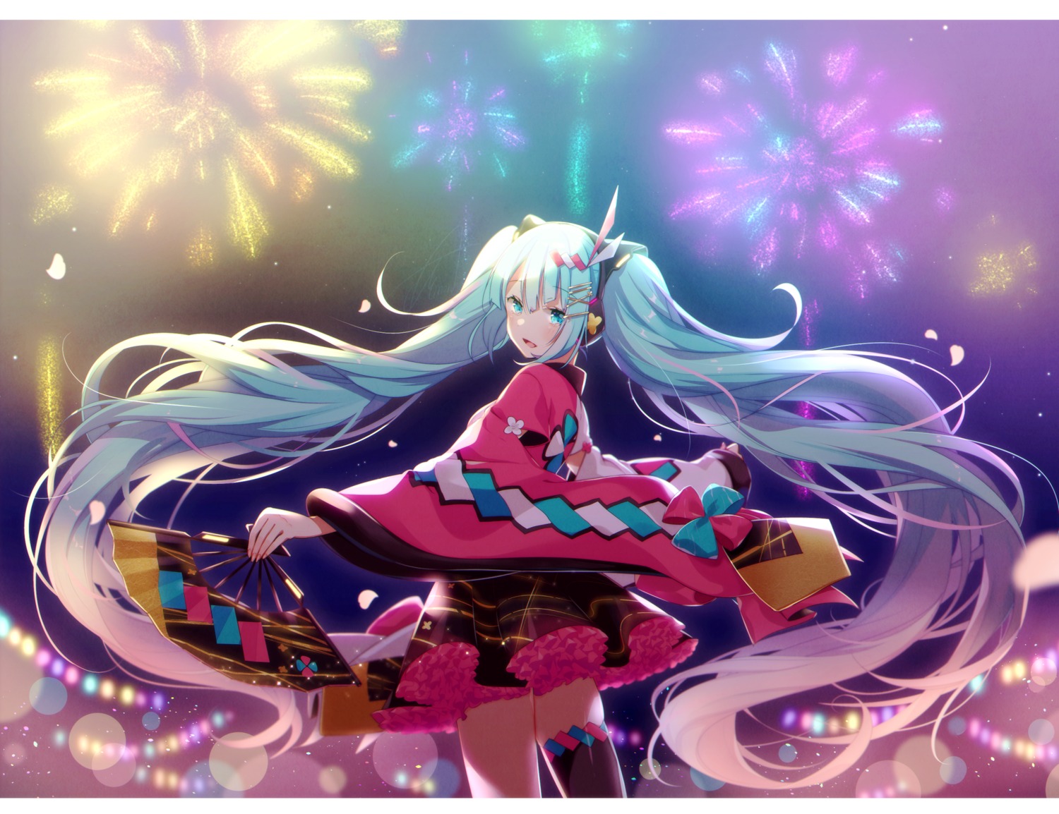 asagao_minoru, hatsune_miku, headphones, lolita_fashion, magical_mirai, thighhighs, vocaloid, wa_lolita