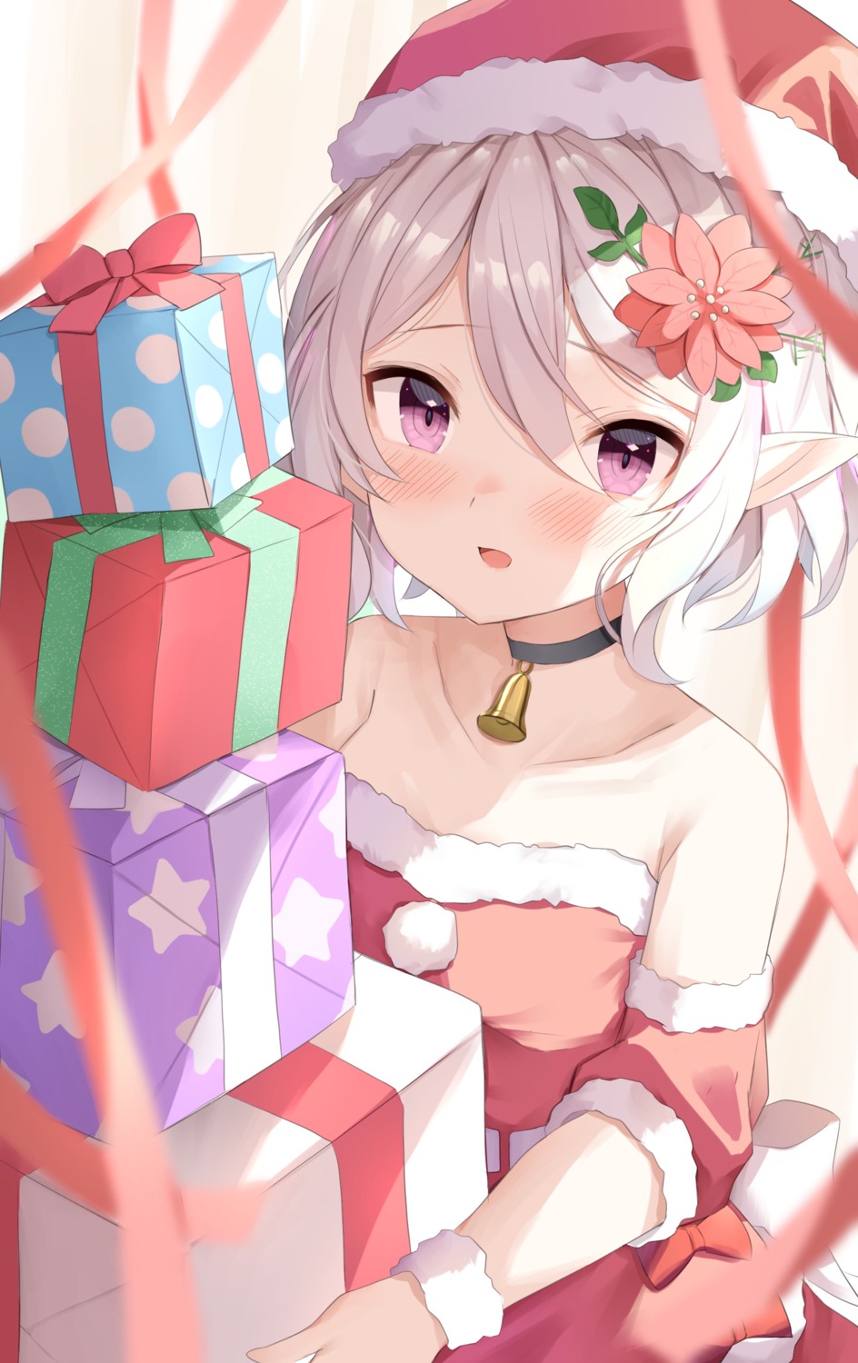 christmas, dress, kokkoro, pointy_ears, princess_connect!, princess_connect!_re:dive, raru0310