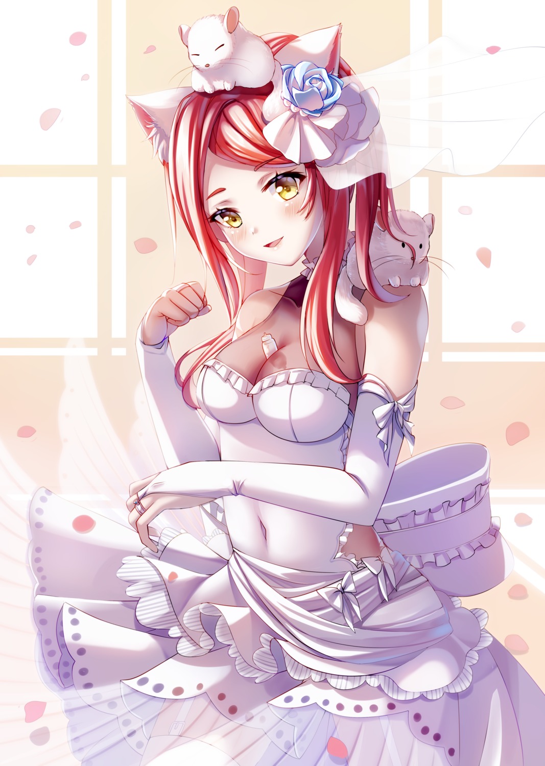 animal_ears, cleavage, dress, hololive, hololive_china, jinse_fu_yaojing, nekomimi, no_bra