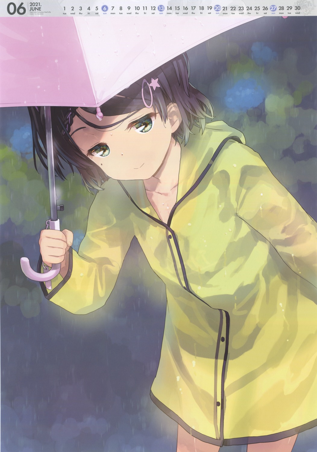 calendar, jiji, kantai_collection, scirocco_(kancolle), umbrella, wet