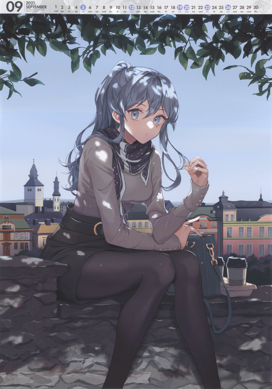calendar, drew_(drew213g), gotland_(kancolle), kantai_collection, pantyhose