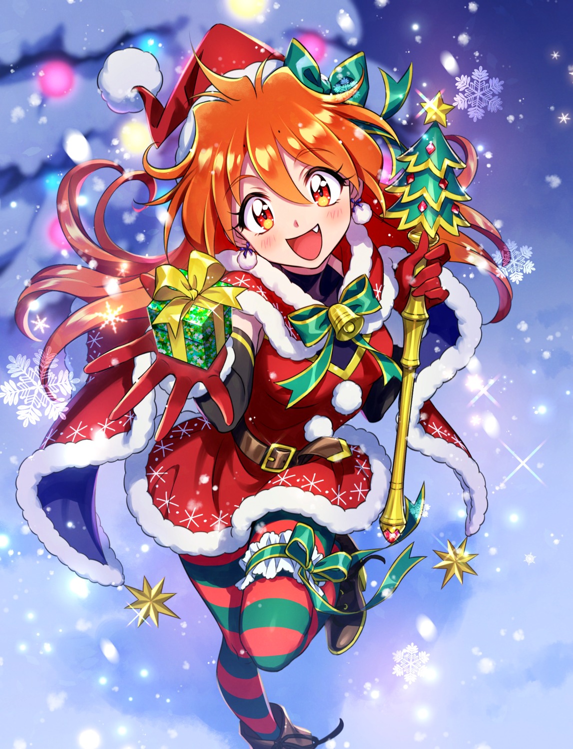 christmas, dress, fantasia_re:build, garter, heels, lina_inverse, pantyhose, skirt_lift