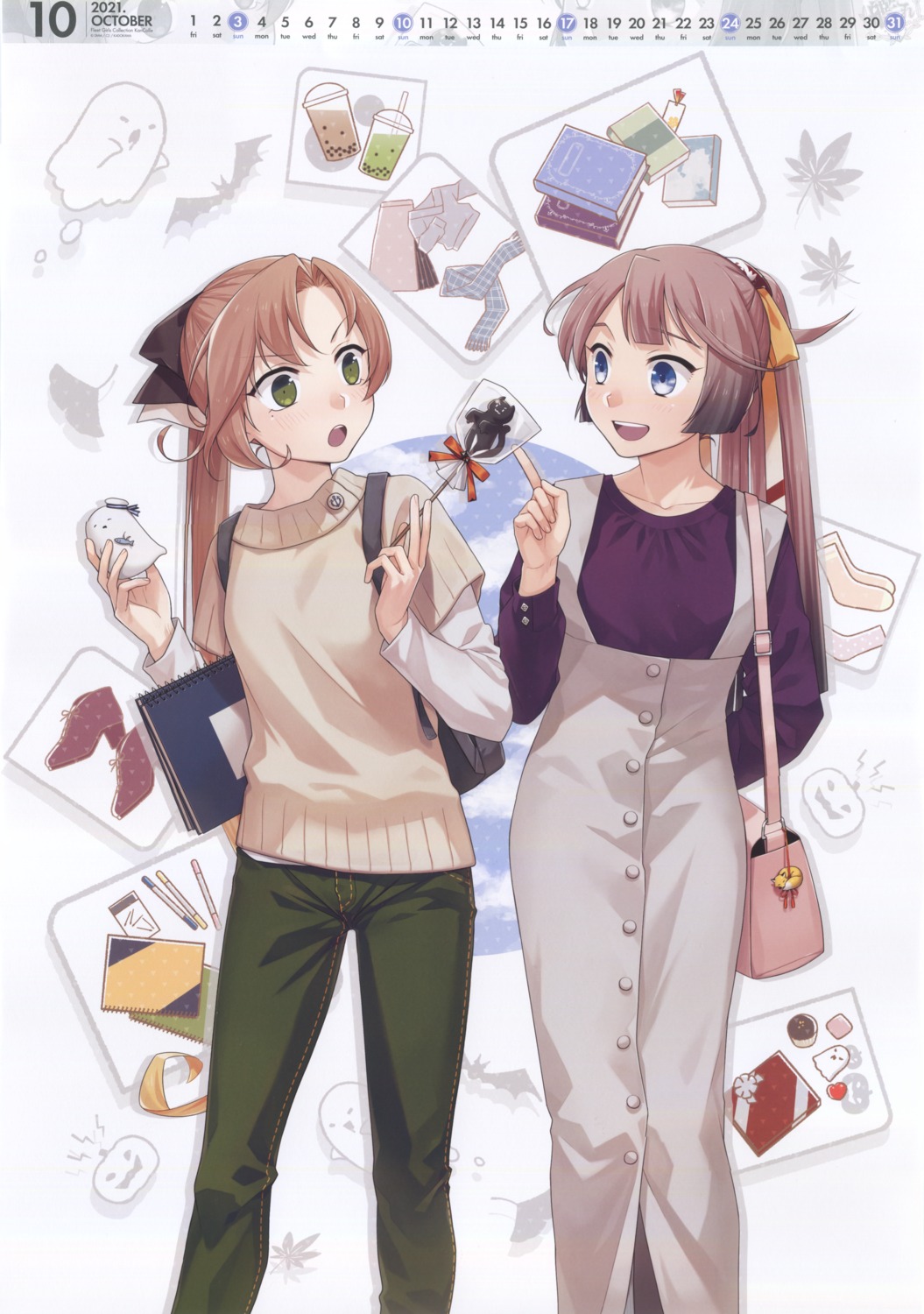 akigumo_(kancolle), calendar, fujikawa, kantai_collection, kazagumo_(kancolle), sweater
