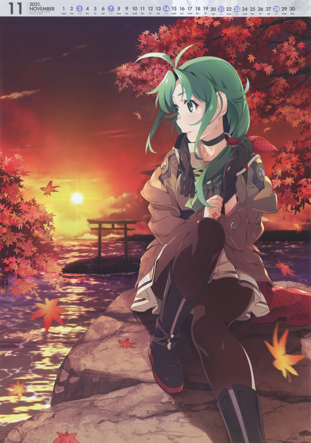 calendar, kantai_collection, matsu_(kancolle), pantyhose, seifuku, skirt_lift, watanabe_akio