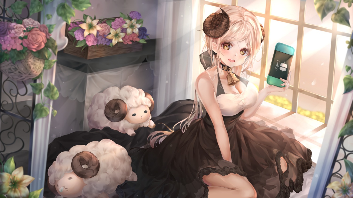 cleavage, dasima, dress, horns