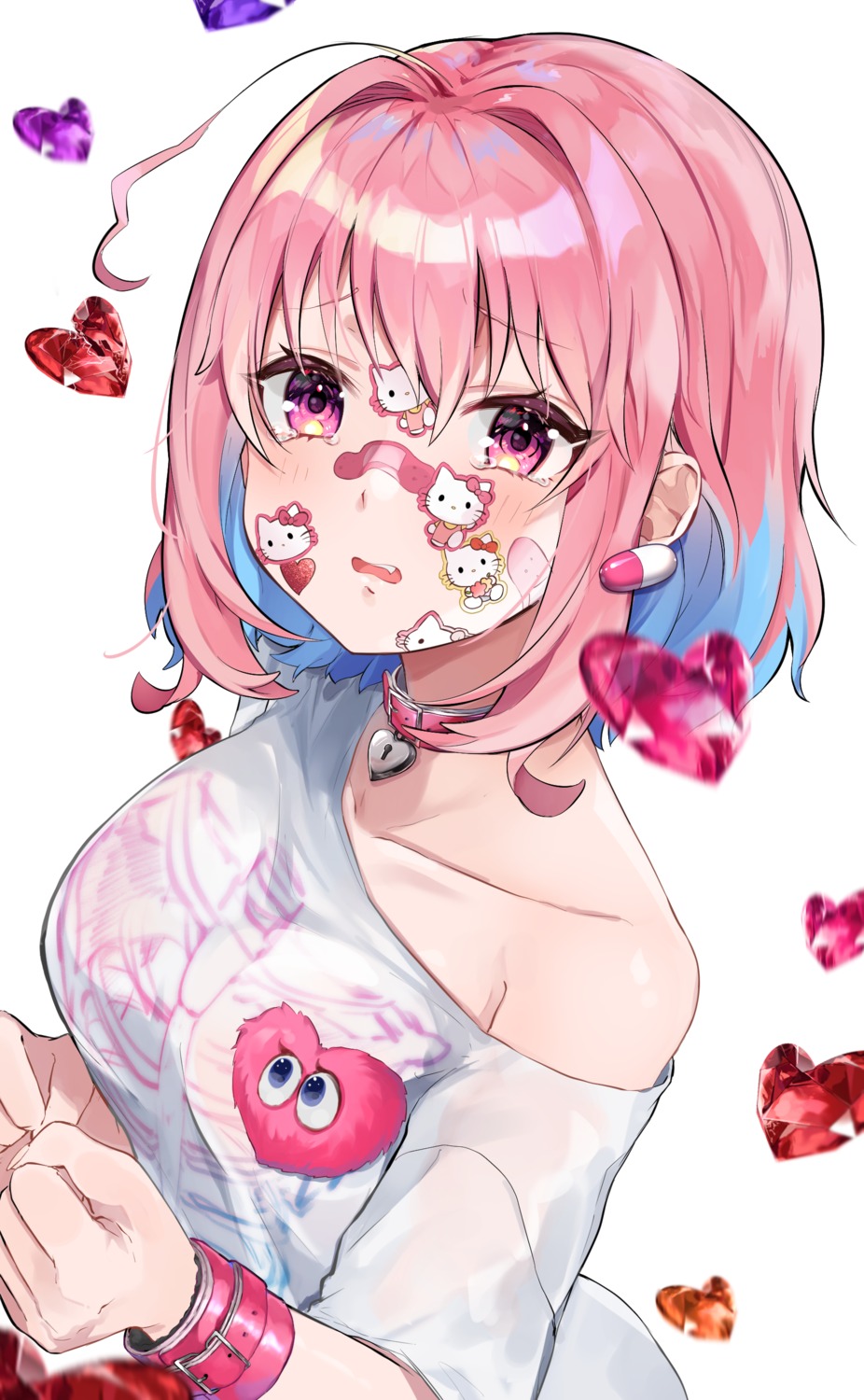 bandaid, mikeneko_mari, no_bra, see_through, the_idolm@ster, the_idolm@ster_cinderella_girls, yumemi_riamu