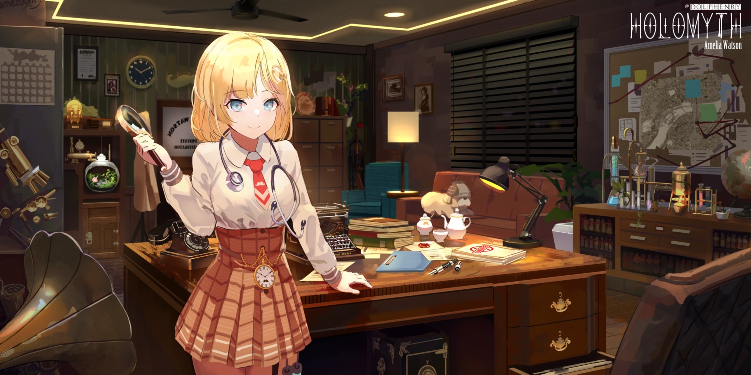artist_revision, hololive, hololive_english, san_ke_yue_shi, seifuku, watson_amelia
