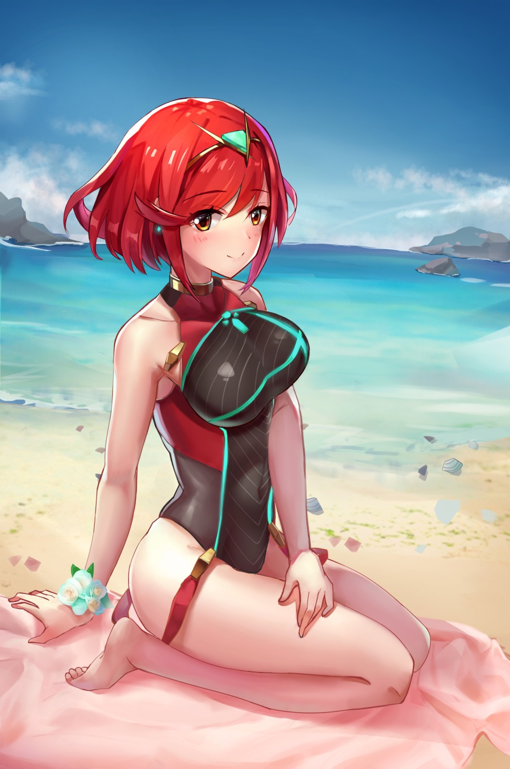 homura_(xenoblade_2), kiiro_kimi, swimsuits, xenoblade_(series), xenoblade_2