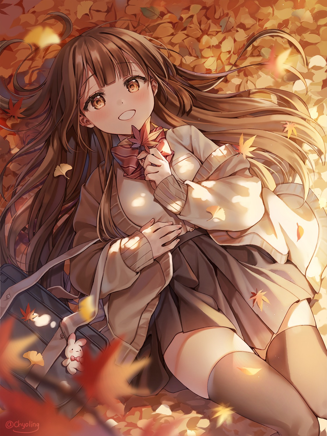 chyoling, seifuku, sweater, thighhighs