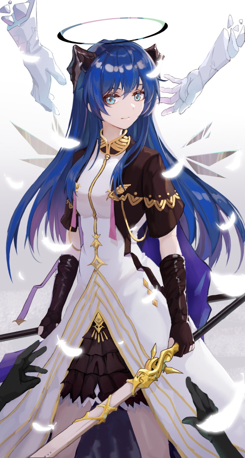 arknights, horns, mostima_(arknights), tatsuya_(dh-tatsuya), weapon, wings