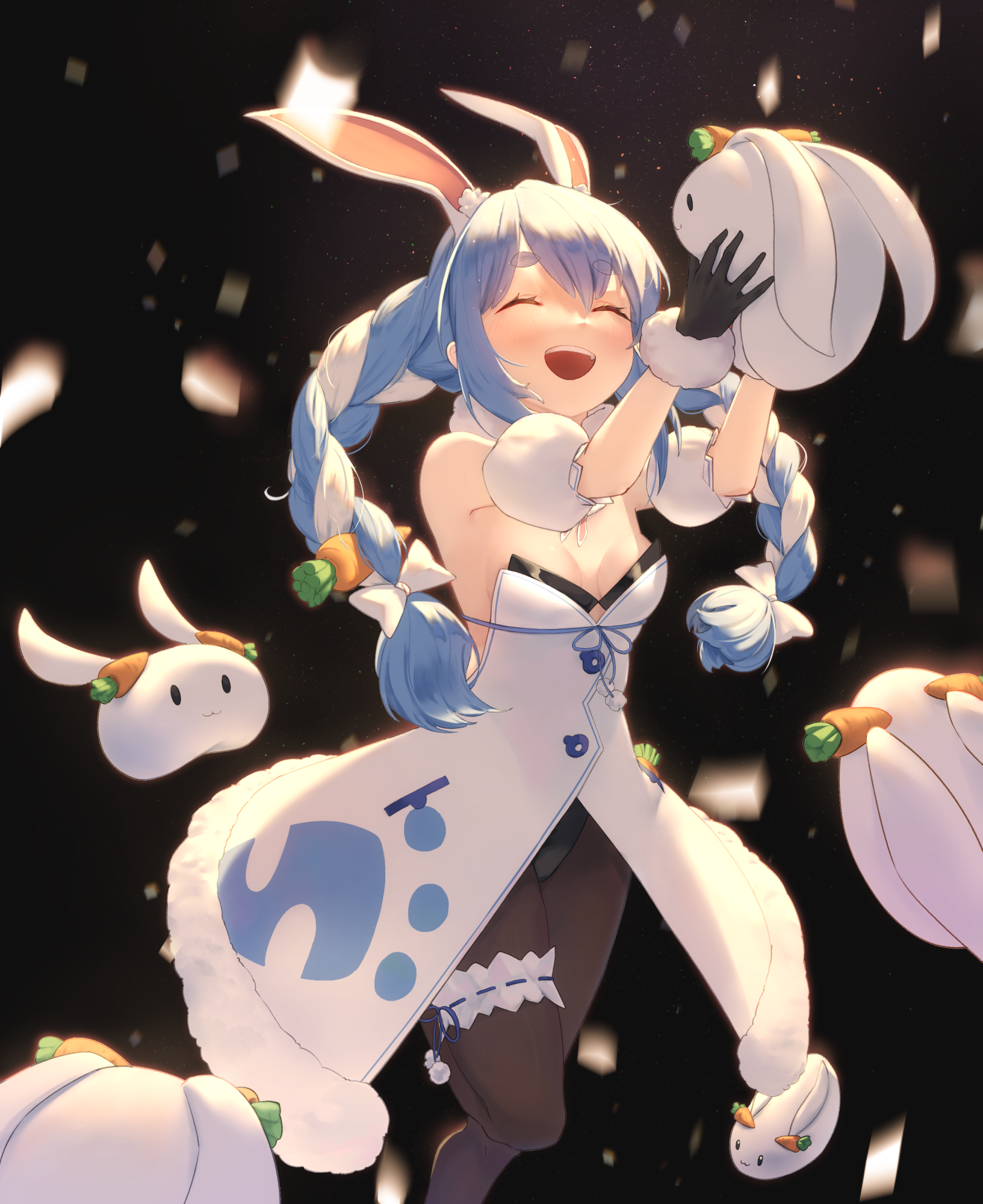 animal_ears, bra, bunny_ears, bunny_girl, garter, hololive, pantyhose, saliu