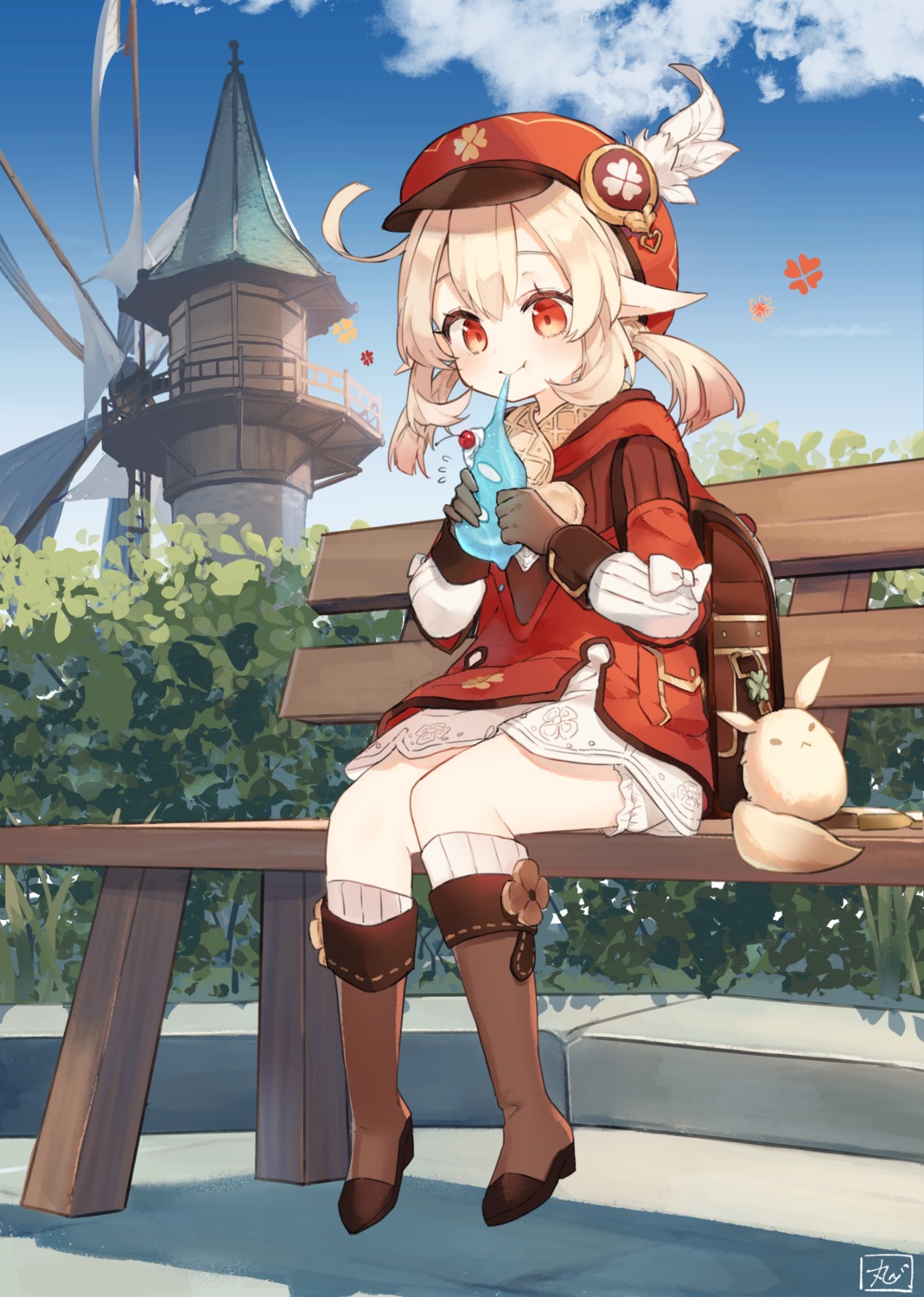 bloomers, chibirisu, genshin_impact, klee, pointy_ears