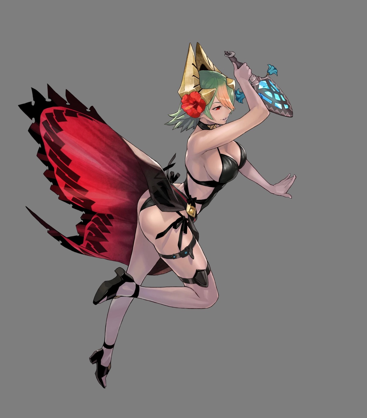 ass, cleavage, duplicate, fire_emblem, fire_emblem_heroes, garter, heels, horns