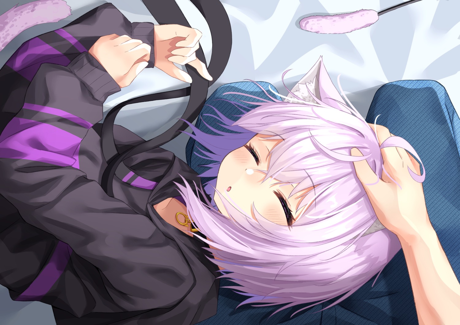 animal_ears, hololive, hololive_gamers, nekomata_okayu, nekomimi, starkamisan, tail