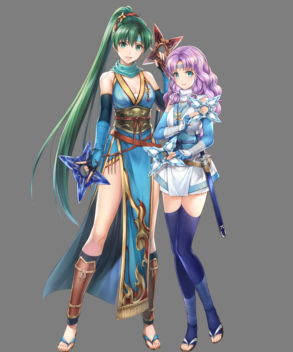 asian_clothes, cleavage, duplicate, fire_emblem, fire_emblem:_rekka_no_ken, fire_emblem_heroes, florina, lyndis_(fire_emblem)